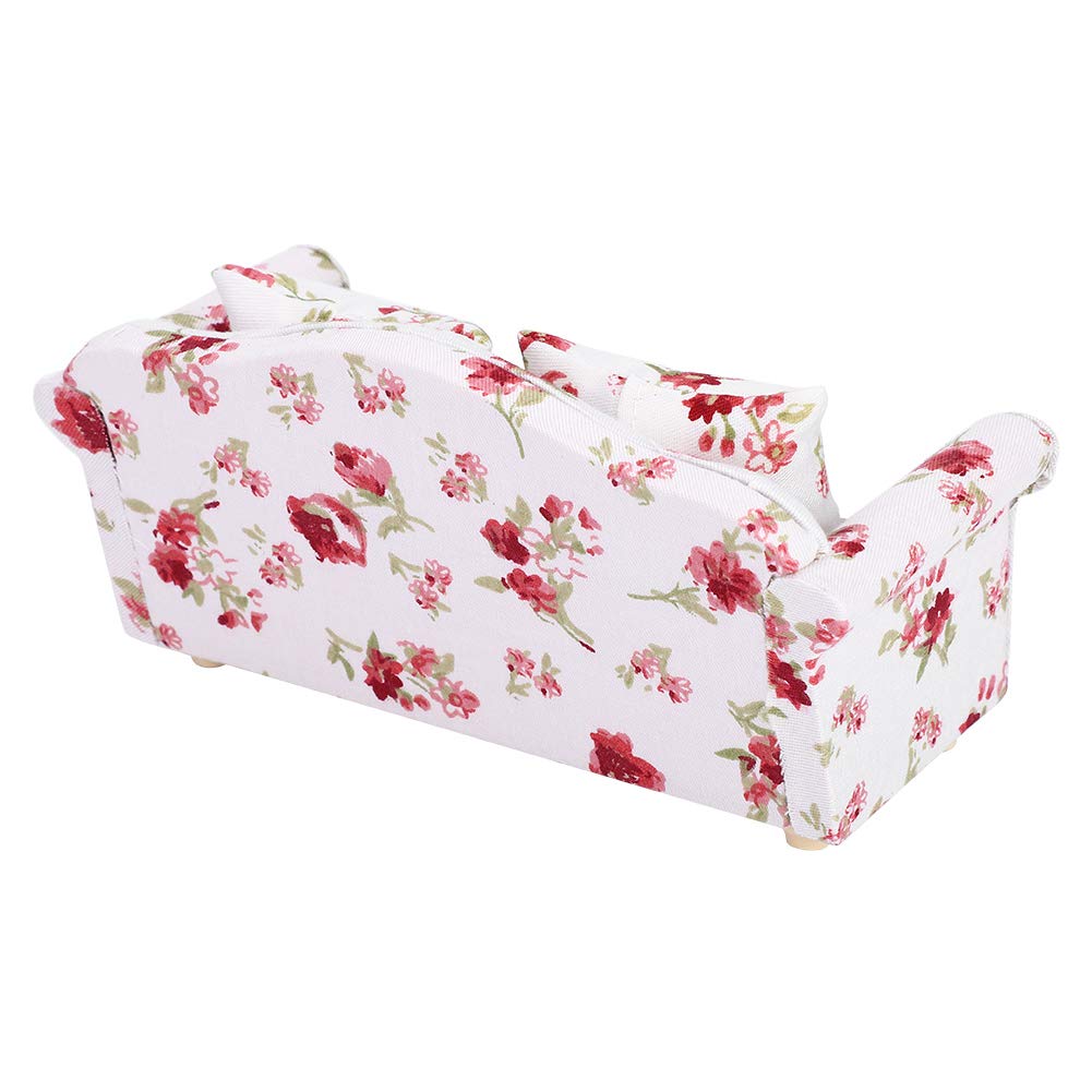 VGEBY Mini Dollhouse Sofa - 1/12 Scale Double Sofa with Floral Pattern, Decorative Accessory for Dollhouse & Collectibles - Perfect for Dollhouse Decor, Miniature Displays & DIY Projects
