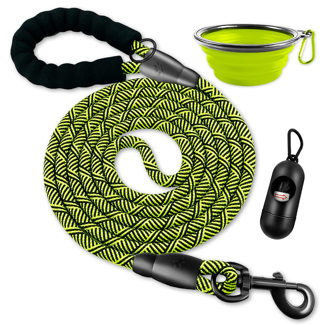 10/20/30 FT Heavy Duty Dog Leash with Padded Handle - Retractable Training Leash for Small, Medium & Large Dogs - Includes Collapsible Water Bowl & Waste Bags - Perfect for Walking, Hiking & Outdoor Adventures