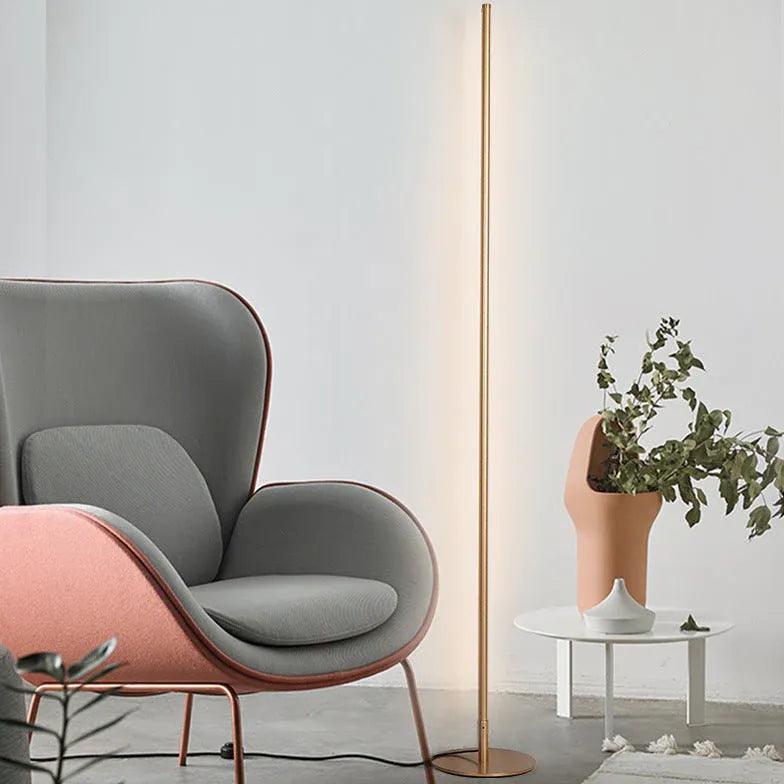 Slim Cylindrical Minimalist Floor Lamp - Modern LED Standing Light for Living Room, Bedroom & Office - Adjustable Brightness & Warm White Light - Perfect for Reading, Working & Relaxing