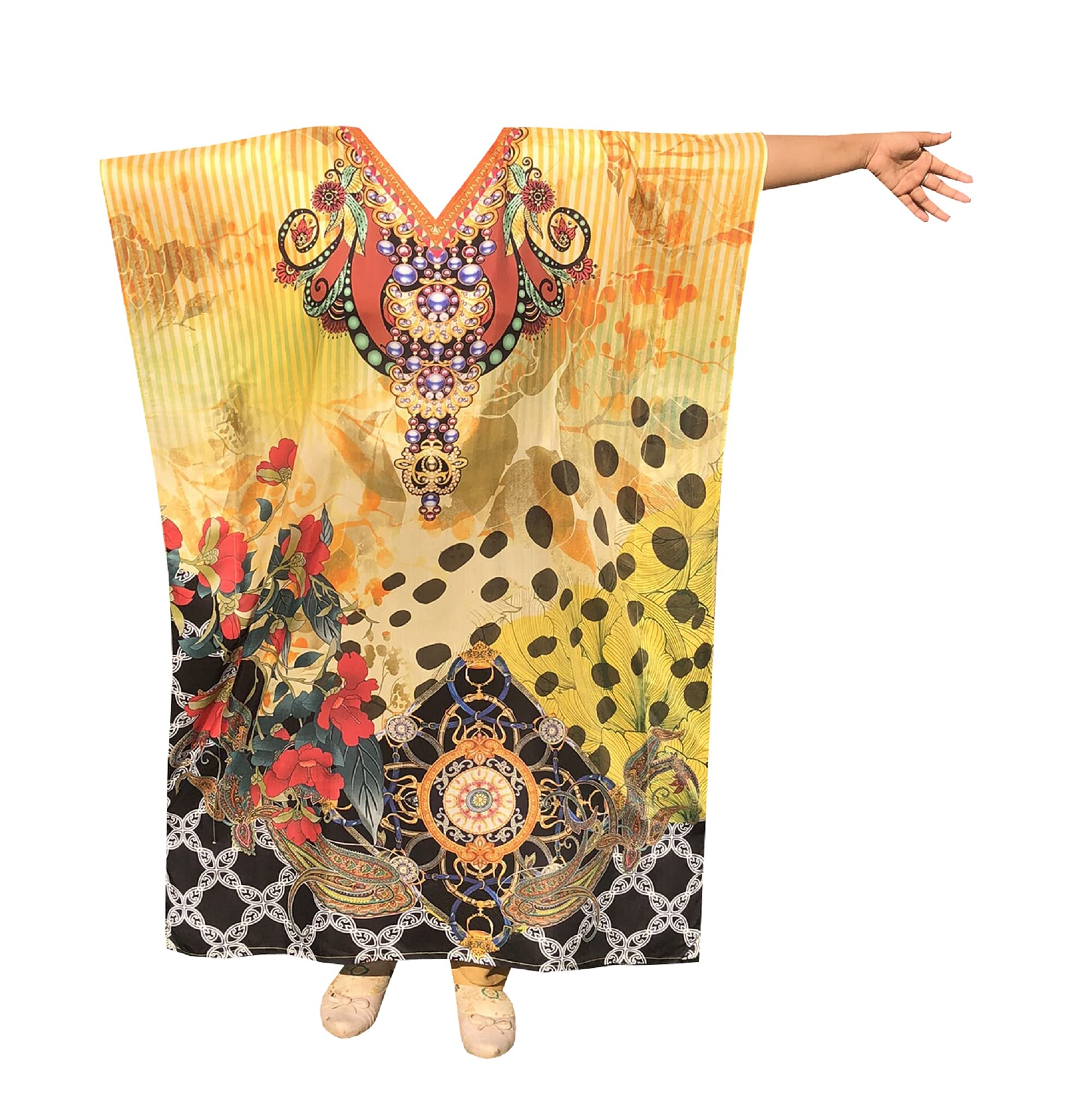 African Caftan Dresses for Women - Plus Size Boho Kaftan Loungewear & Beach Cover Up - Flowy Muumuu Dress for Summer Vacation, Pool Party, and Resort Wear