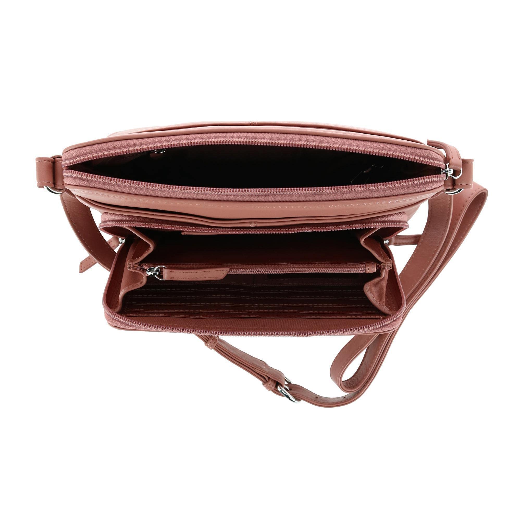 CTM® Women's Genuine Leather Shoulder Bag Purse with Side Organizer Pockets - Stylish Crossbody Handbag for Work, Travel & Everyday Use