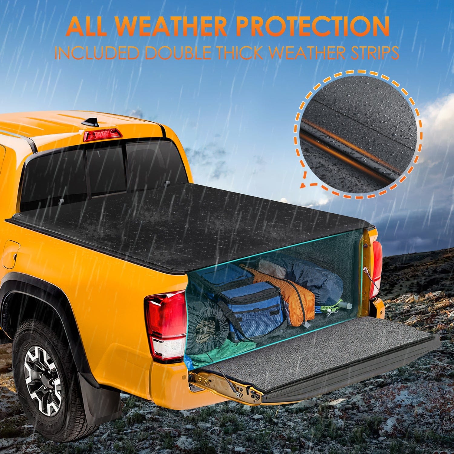 5ft Soft Roll Up Truck Bed Cover for Toyota Tacoma 2016-2024 | Waterproof & Dustproof Tonneau Cover | Easy Installation & Secure Fit | Ideal for Camping, Hauling & Outdoor Adventures