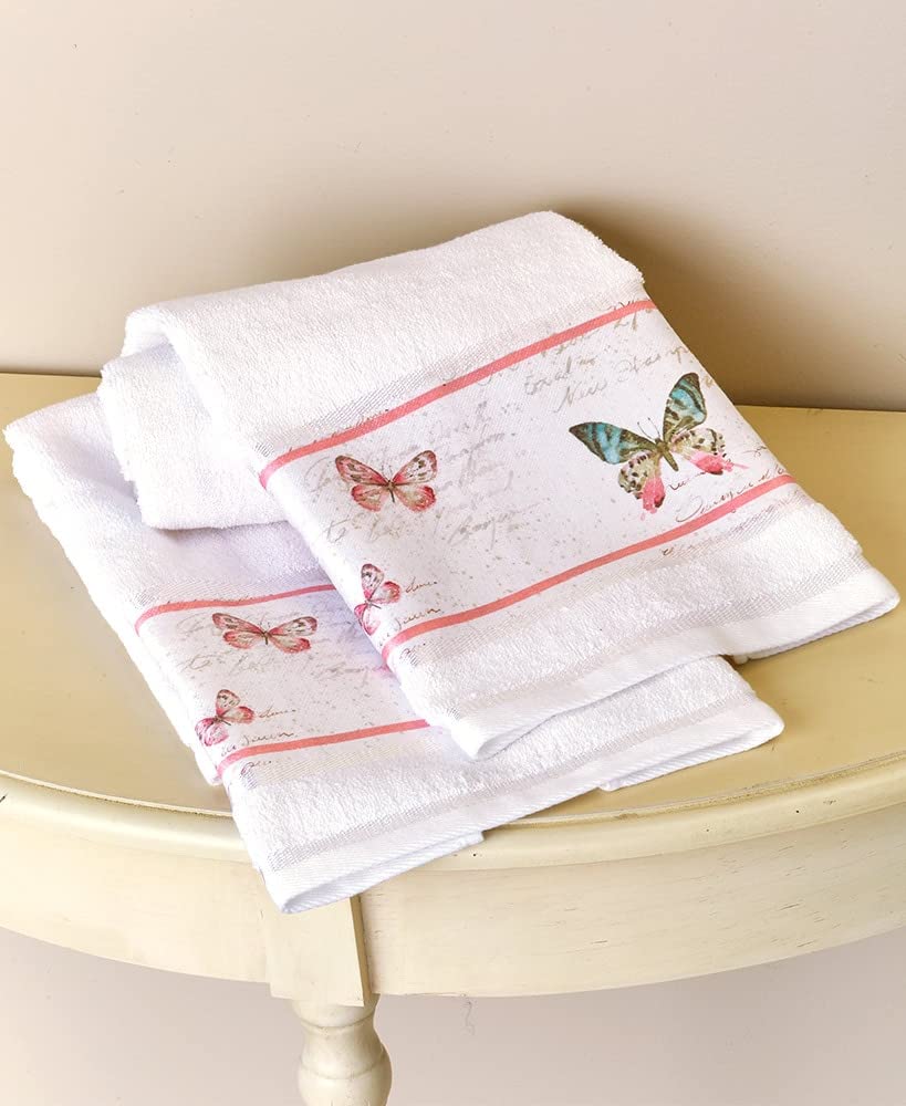 Rose Garden Bathroom Hand Towels Set of 2 - Soft Cotton Farmhouse Style Towels for Guest Bath, Powder Room & Farmhouse Decor - Perfect for Farmhouse Bathroom, Country Cottage & Vintage Home Decor