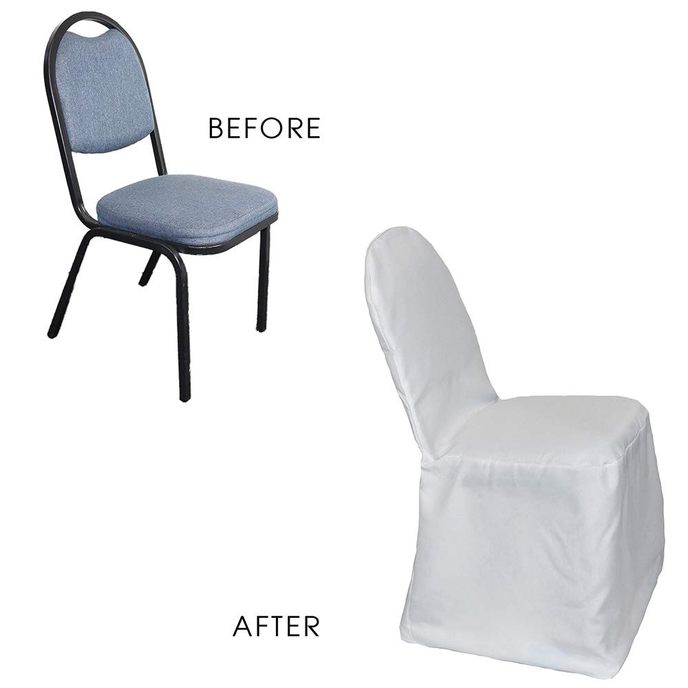 White Polyester Chair Covers for Banquet Chairs - Perfect for Weddings & Events