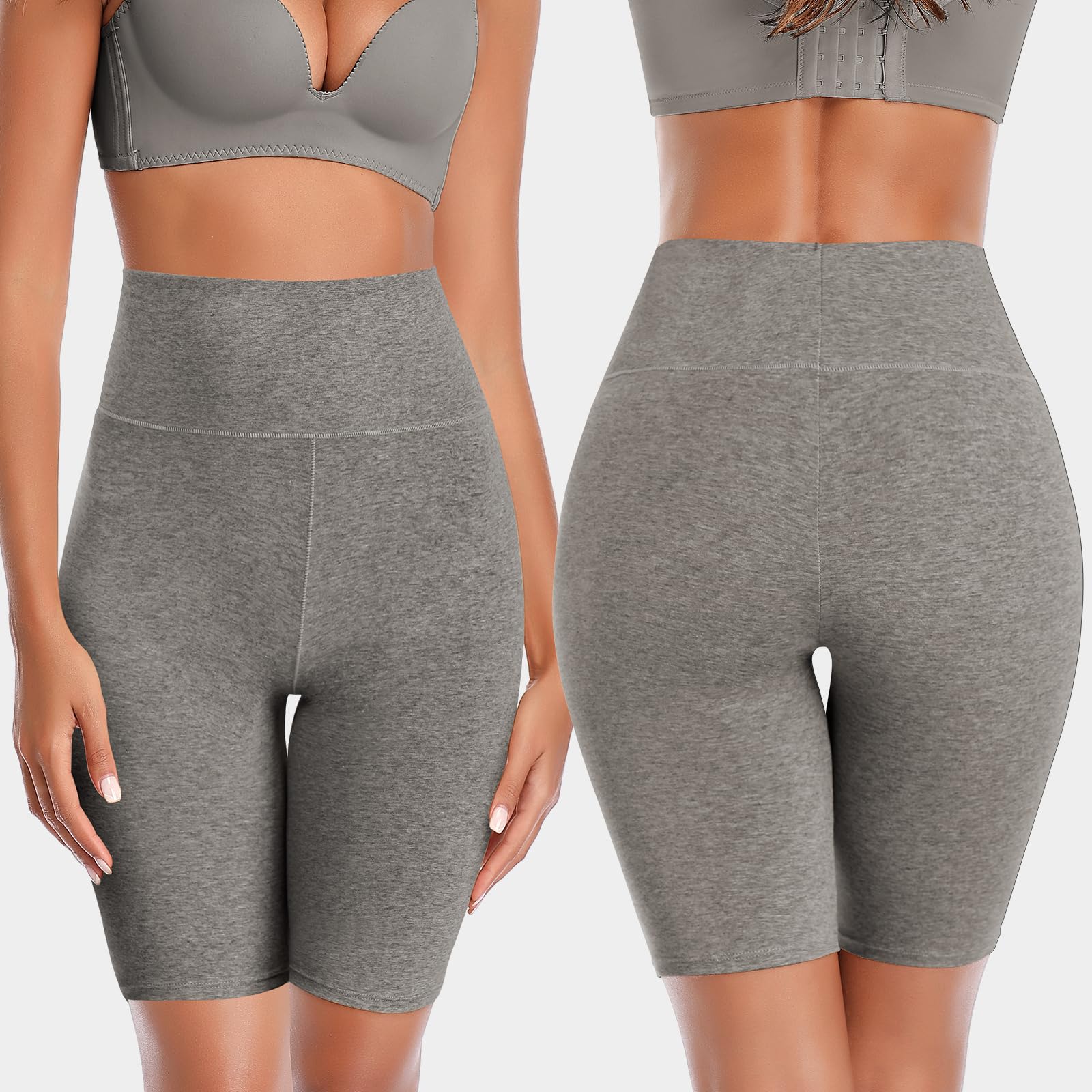 K-CHEONY Women's High Waisted Biker Shorts - Anti-Chafing Cotton Spandex Yoga Workout Underwear for Running, Cycling & Lounge Wear