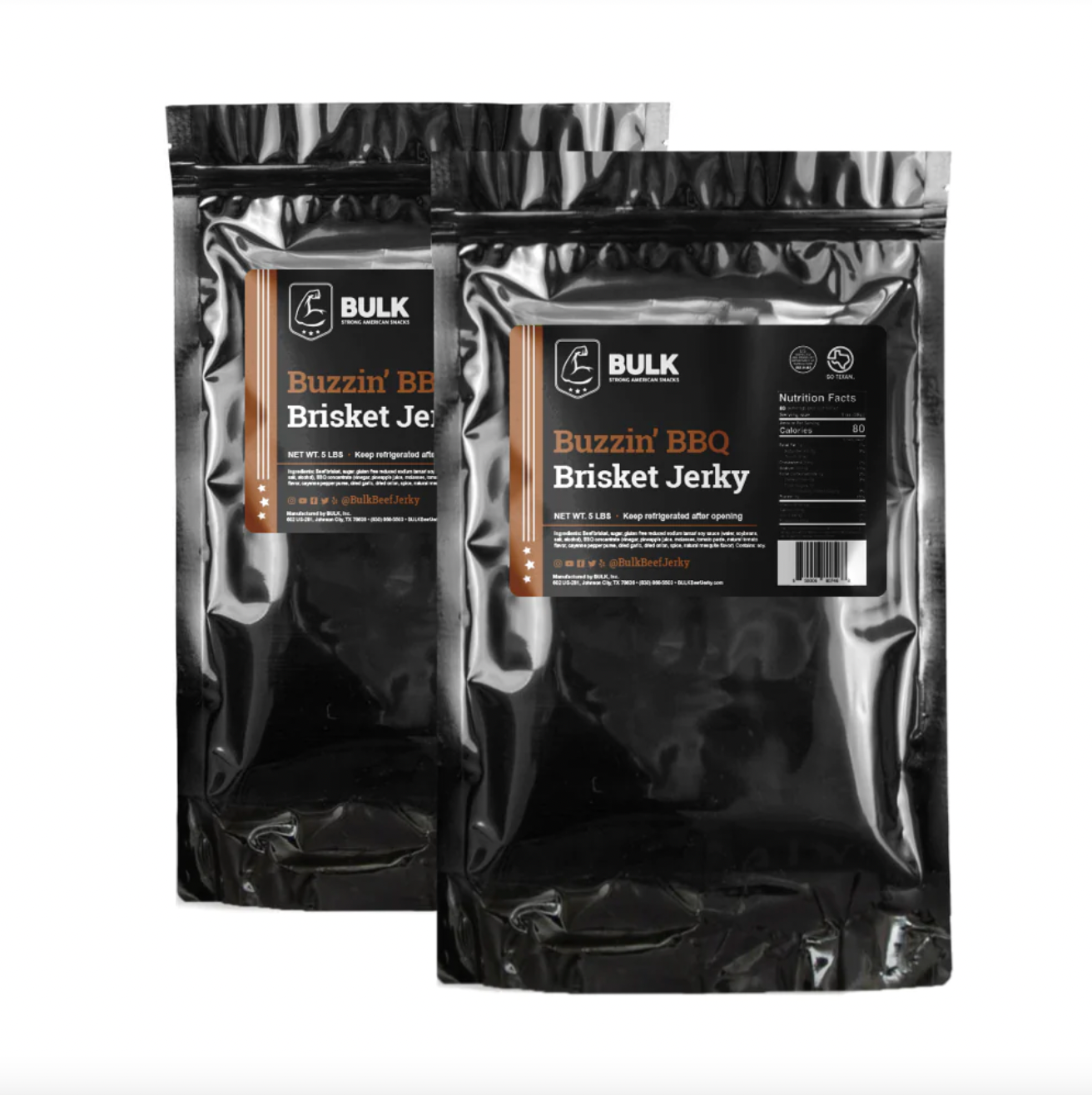 Bulk Buzzin' BBQ Brisket Beef Jerky - Premium Smoked Meat Snacks for Camping, Hiking & Road Trips - High Protein Low Carb Keto-Friendly Snack
