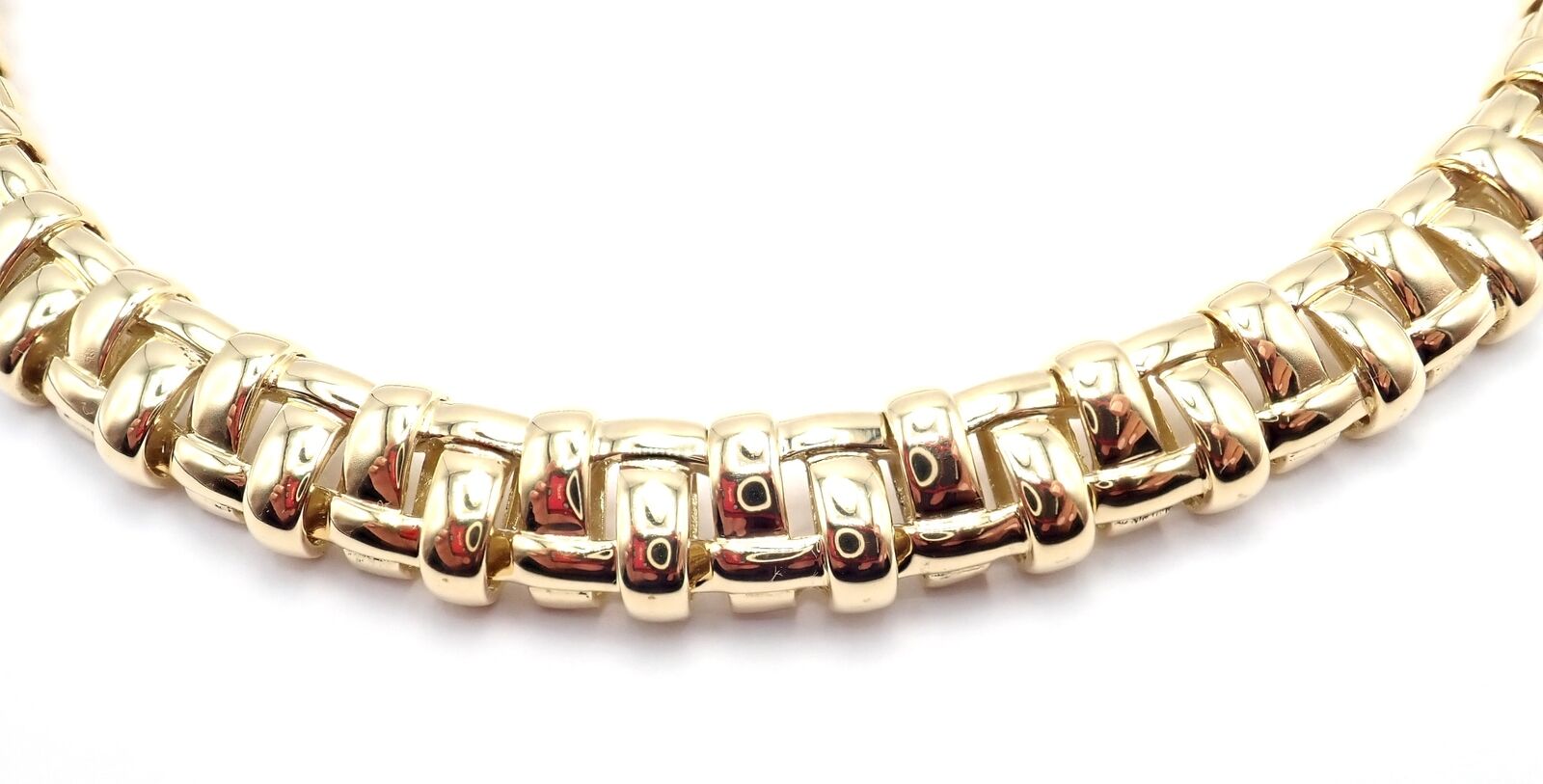 Authentic Tiffany & Co Vannerie 18k Yellow Gold Basket Weave Necklace 2002 - Luxury Jewelry for Women, Perfect for Weddings, Anniversaries & Special Occasions