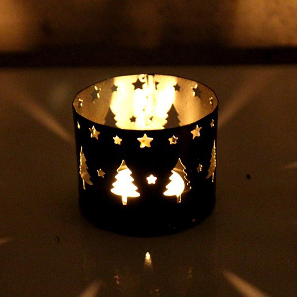 YUYVIO Xms Hollow Iron Candle Holder - Black Small Tree Design for Christmas Decor, Party & Home Decoration - Perfect for Table Centerpieces, Fireplace Mantels & Holiday Displays