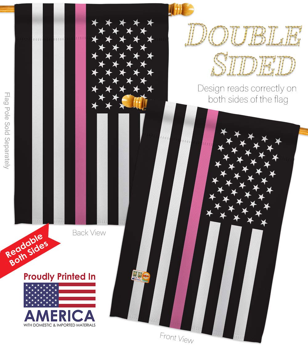 Thin Pink Line Garden House Flags Set - Breast Cancer Awareness, Autism Support, BLM Inspirational Yard Banner - Double-Sided 28x40 Inch Made in USA - Perfect for Front Yard Decor, Backyard Displays & Awareness Campaigns