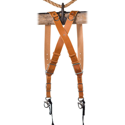 HoldFast Gear Money Maker Bridle Skinny 2 Camera Harness - Tan Small - Comfortable Dual Camera Strap for Wedding & Event Photographers - Perfect for Outdoor Shoots & Professional Photography