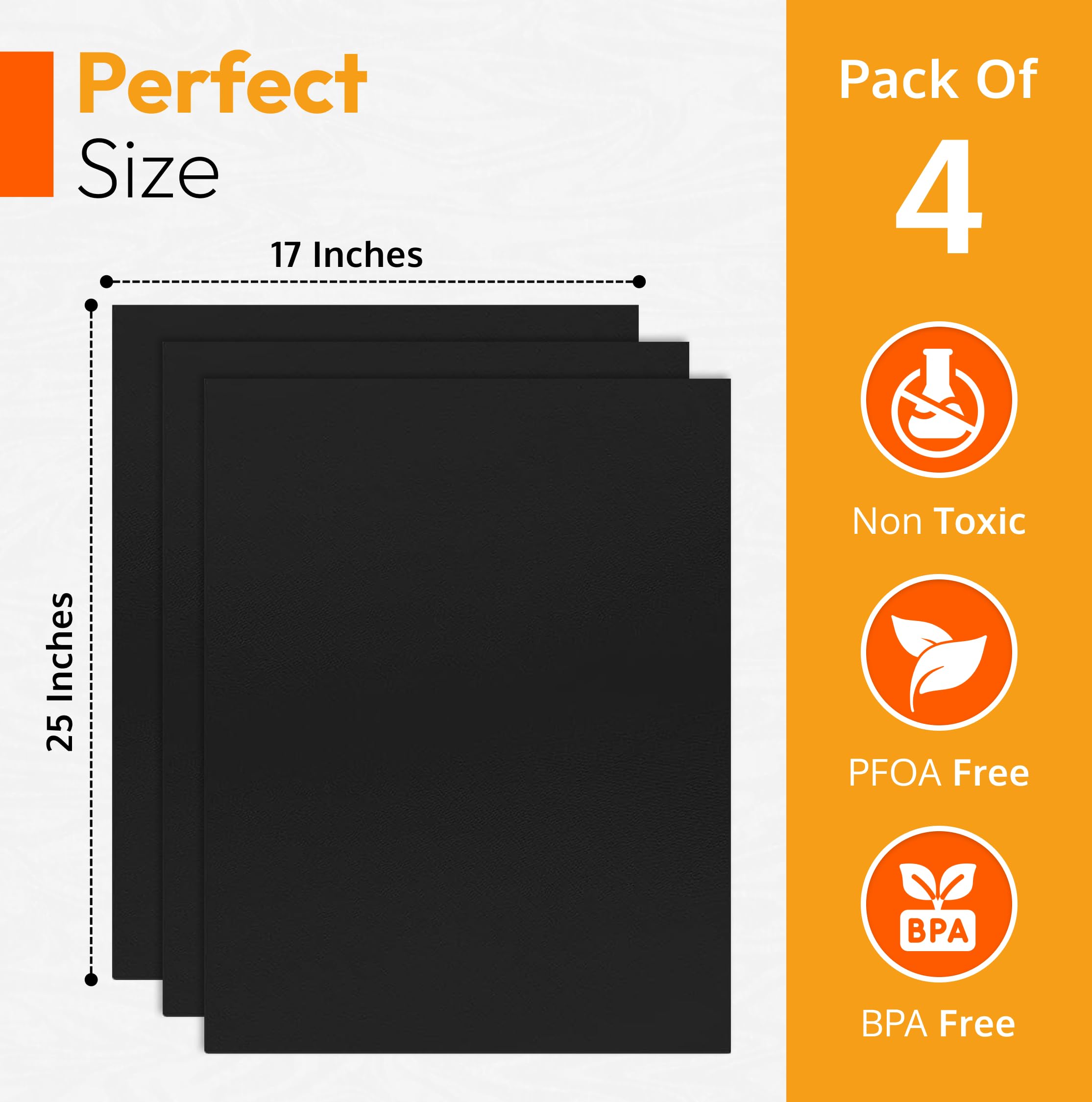 Non-Stick Oven Liners for Electric & Gas Stoves - Heavy Duty Reusable Teflon Range Mat (17