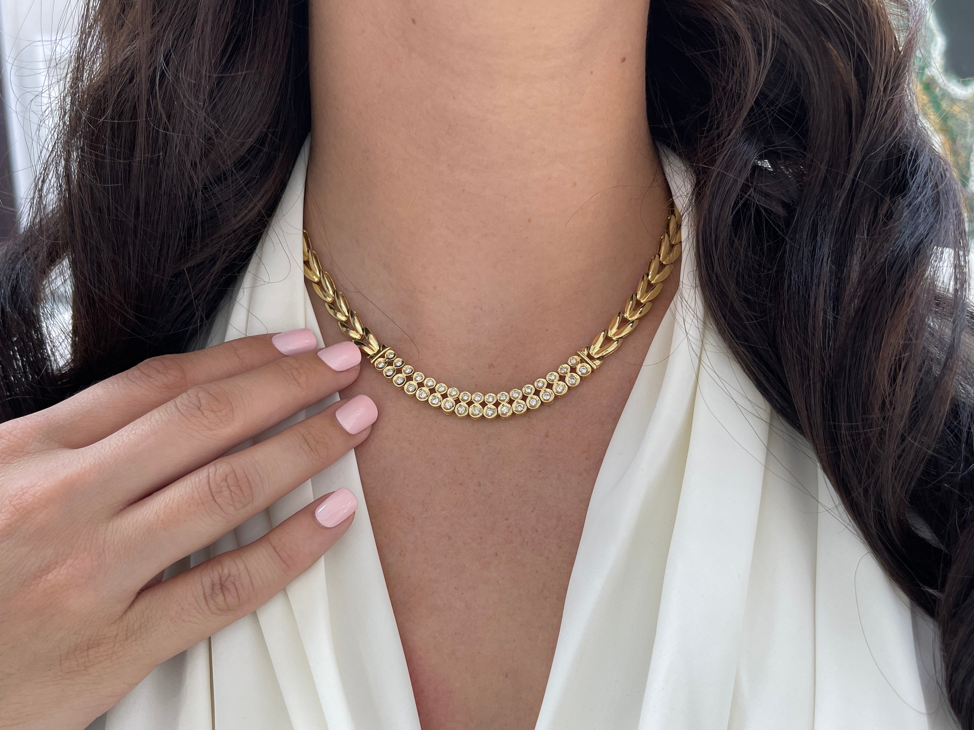 0.94tcw Natural Diamond Bezel Set 14K Gold Statement Necklace for Women - Elegant Gift for Anniversary, Wedding & Special Occasions