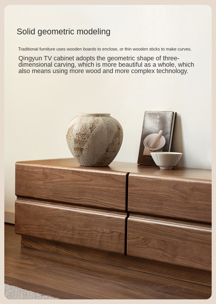 Solid Oak & Black Walnut Wood TV Stand - Rustic Modern Entertainment Center for Living Room, Home Theater & Media Storage
