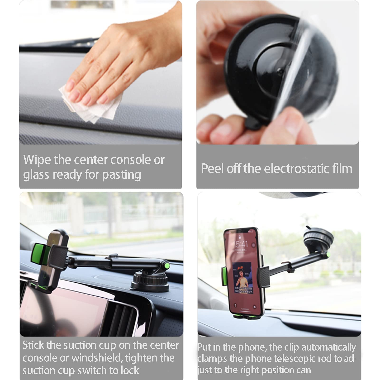 Upgraded Super Suction Cup Car Phone Holder Mount - Universal Hands-Free Dashboard & Windshield Phone Stand for iPhone, Samsung, GPS - Stable Car Accessories Cradle (Gray) | Perfect for Road Trips, Commuting & Delivery Drivers