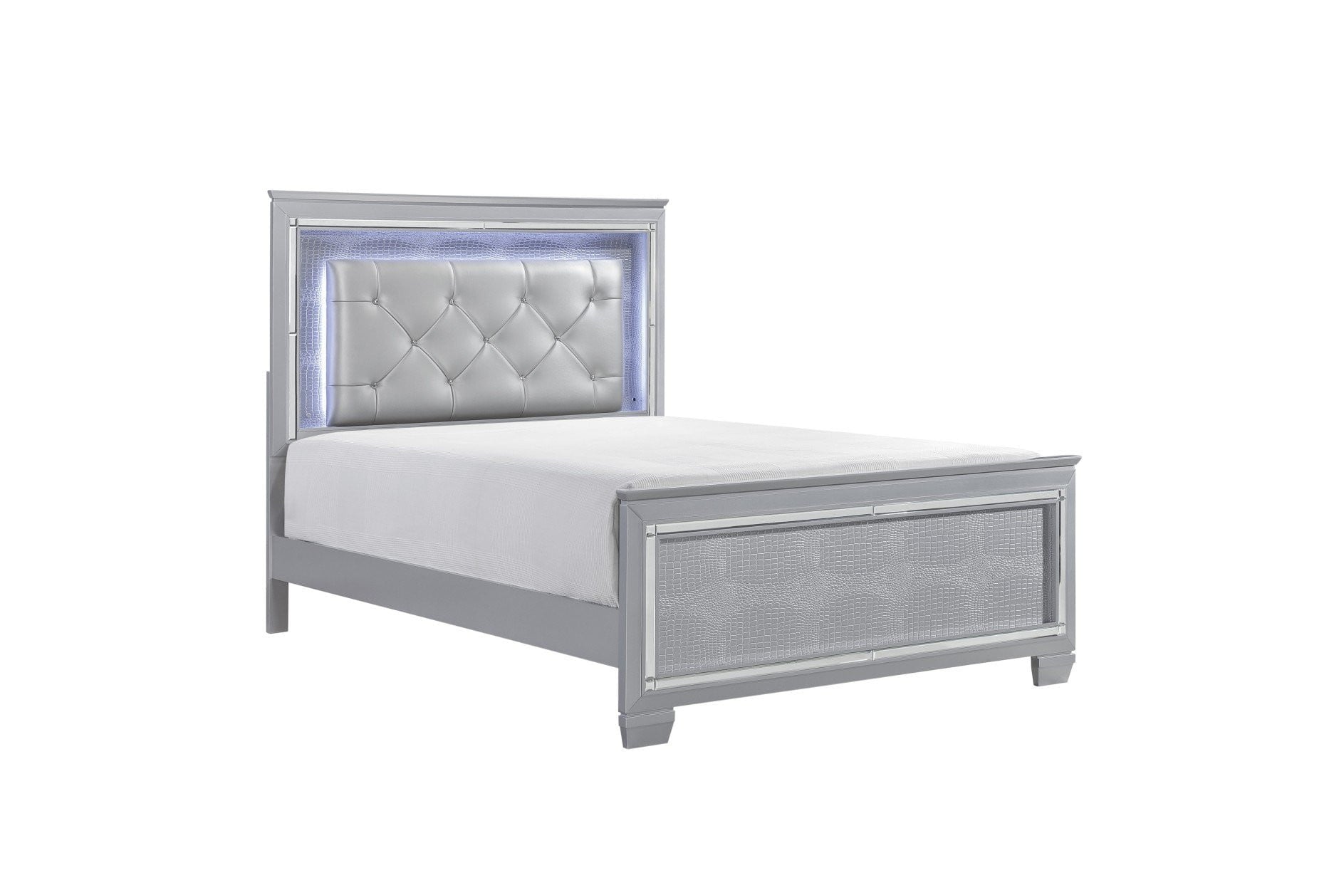 Allura Silver Bedroom Collection - Modern Luxury Bedroom Furniture Set with Dresser, Nightstand & Mirror | Perfect for Master Bedroom, Guest Room & Apartment Decor