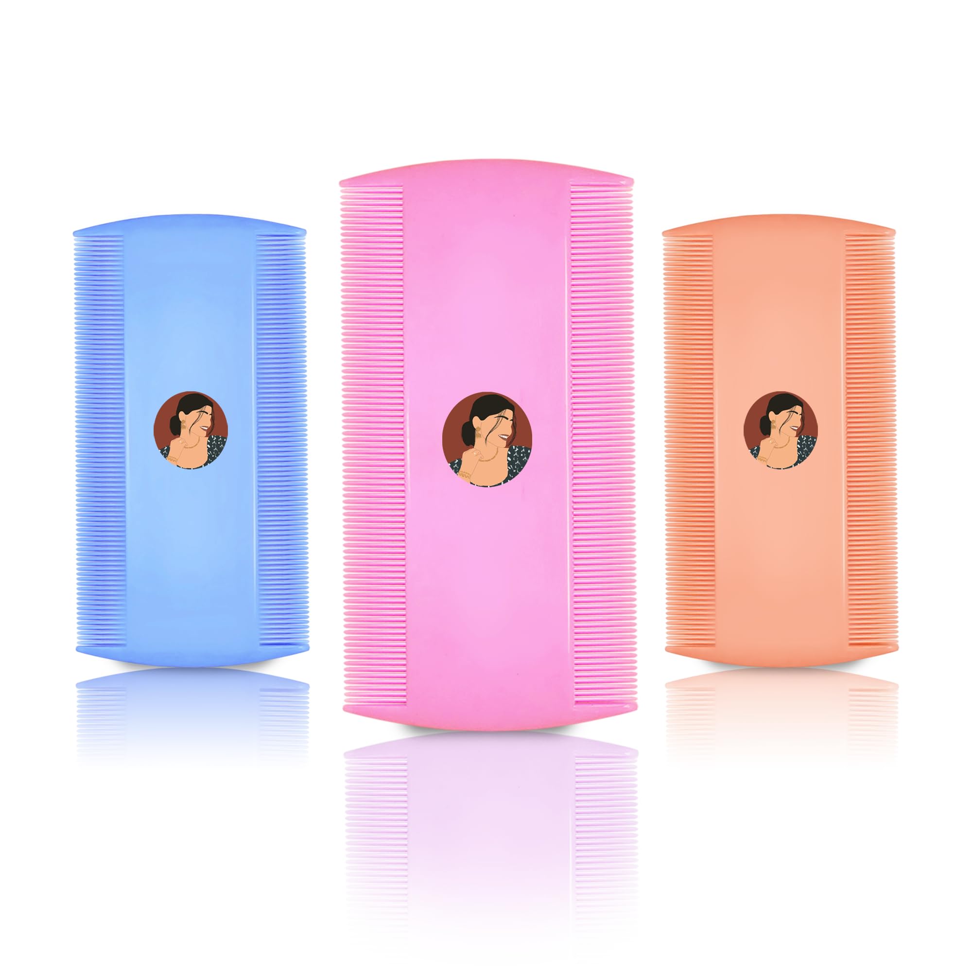 DazzleDiva Plastic Lice Comb Set - 3 Pack Fine Tooth Comb for Lice, Nits & Egg Removal - Gentle & Effective Lice Treatment Tool for Kids & Adults - Easy to Use & Clean (Multicolor) - Perfect for Home, School & Travel Use