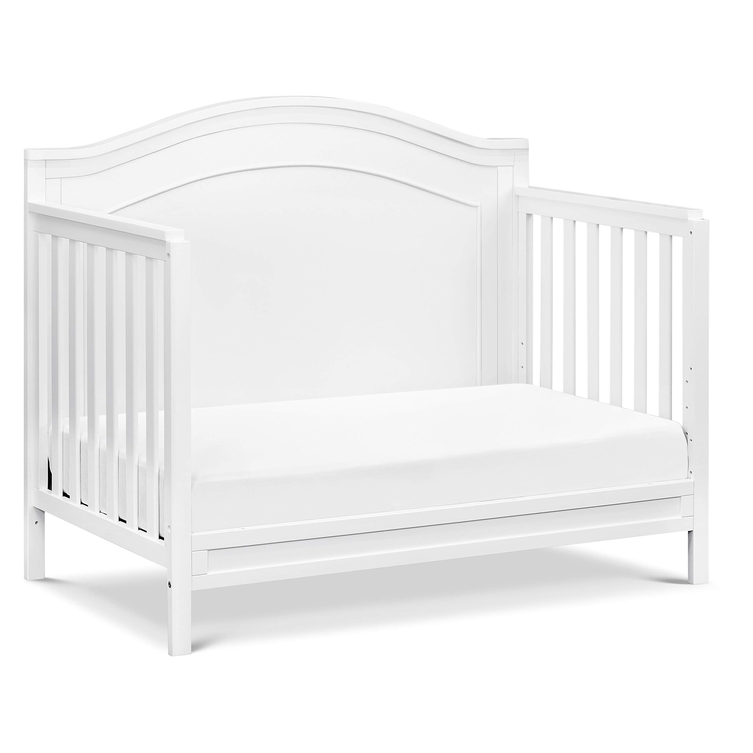 daVinci Charlie 4-in-1 Convertible Baby Crib - GREENGUARD Gold Certified, Converts to Toddler Bed, Daybed & Full Bed - Adjustable Height White Wooden Nursery Furniture - Perfect for Newborn to Teen Bedroom & Daycare Use