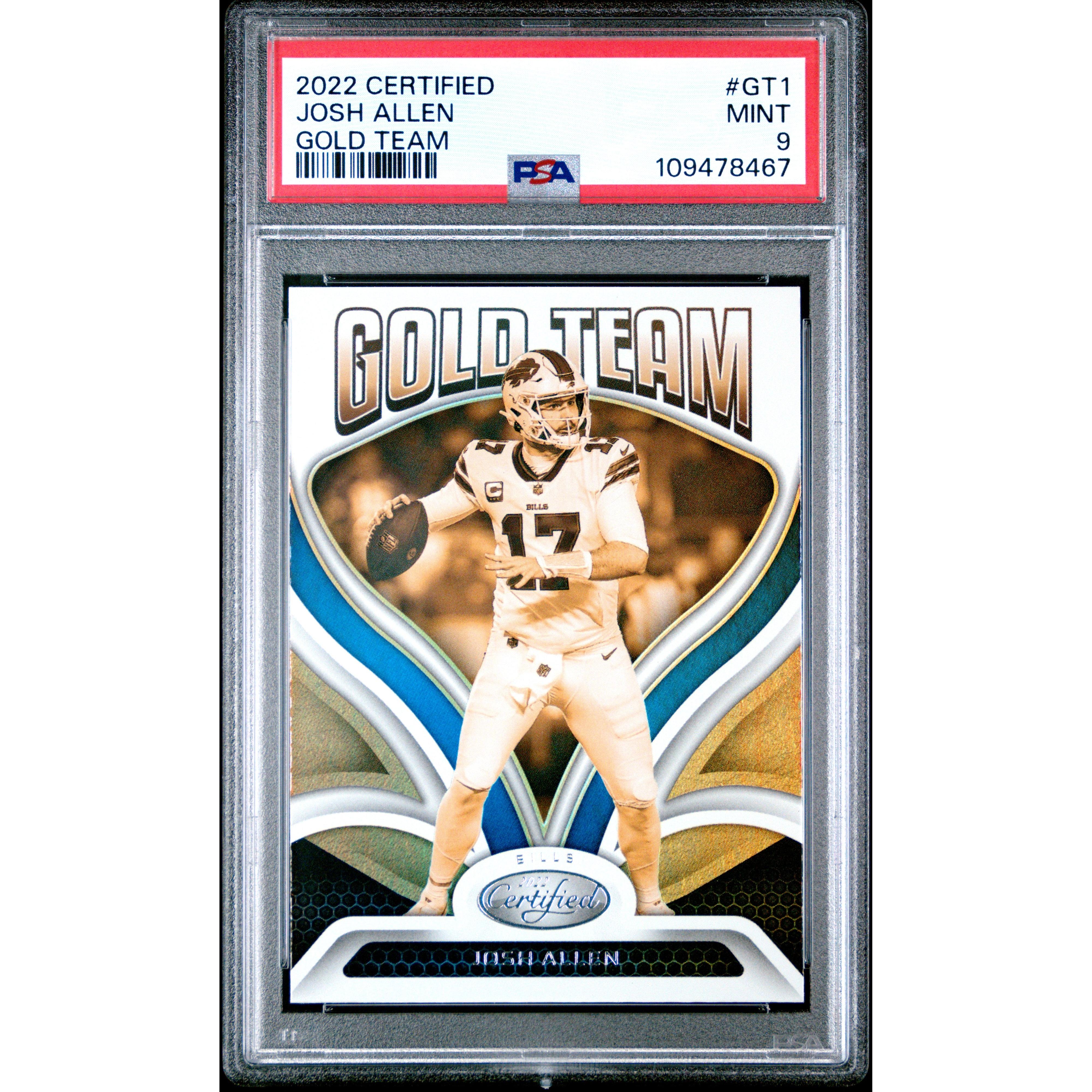 2022 Panini Certified Football Josh Allen Gold Team GT1 PSA 9 Graded Card - Rare Collectible for NFL Fans, Sports Memorabilia Enthusiasts & Investment Collectors - Perfect for Display, Trading Cards Collection & Football Memorabilia Gifts