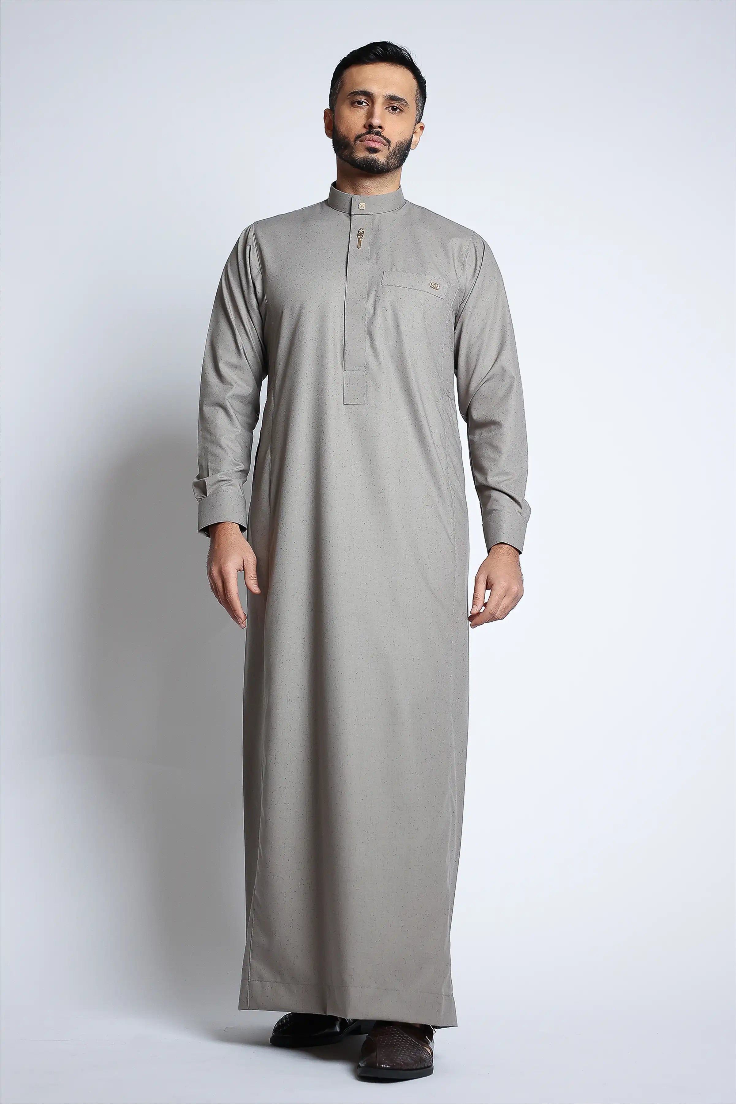 Premium J134 Harbour Fog Thobe - Traditional Arabic Robe for Men - Comfortable & Stylish Islamic Clothing for Prayer, Eid, and Special Occasions