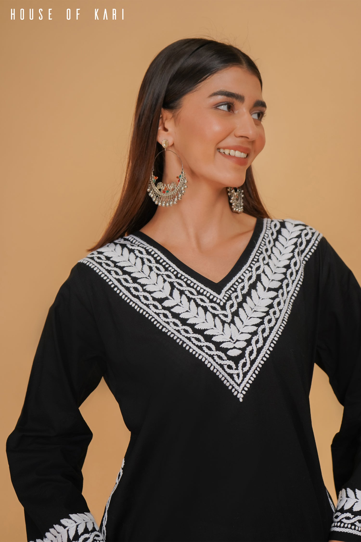 Elegant Black Rayon Chikankari Medium Kurta for Women | Traditional Indian Embroidered Tunic | Perfect for Festivals, Weddings & Casual Wear