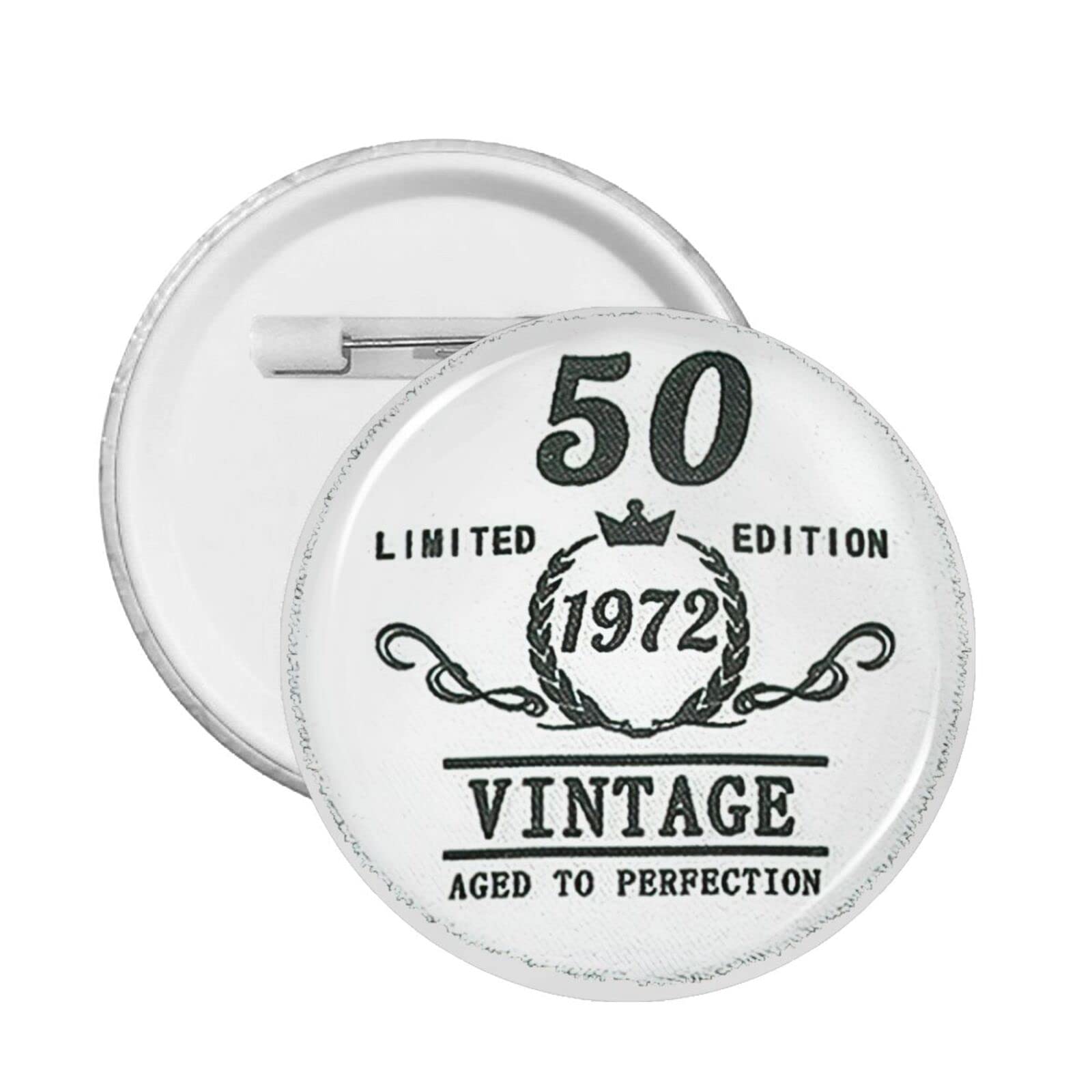 50th Birthday Gifts - Set of 5 Circle Chest Pins, Badges & Brooches for Anniversary Decor - Perfect for Parties, Celebrations & Collectibles