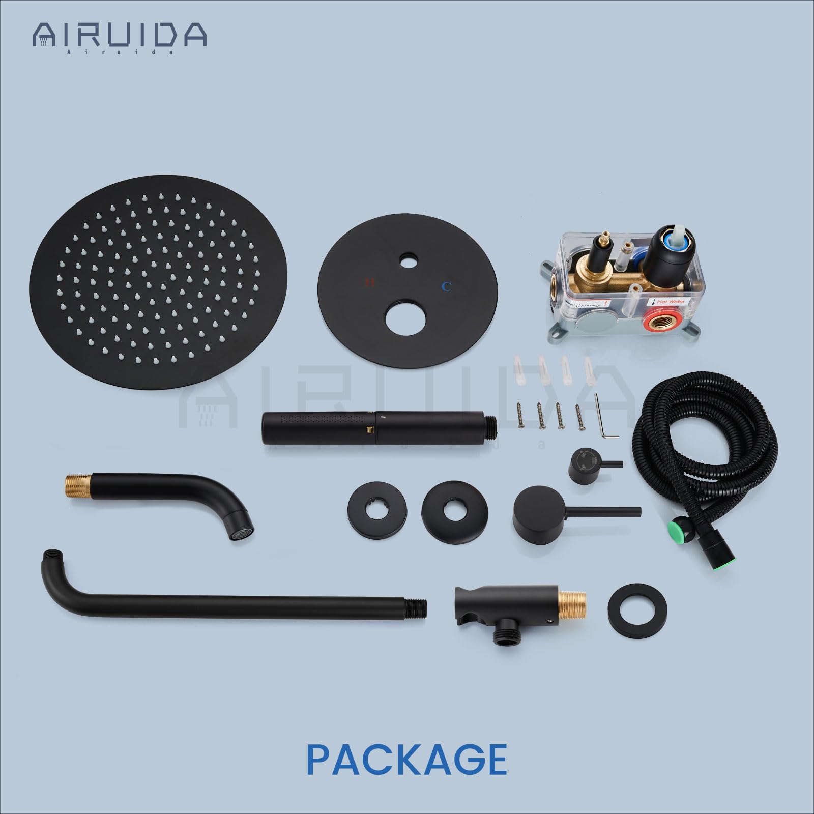 Premium Matte Black 10-Inch Round Shower System Set - 3-Function Wall Mount Rain Shower Head, 2-Function Handheld & Tub Spout Combo for Bathroom Renovation | Perfect for Modern Homes, Spa-Like Experience & Water-Saving Design