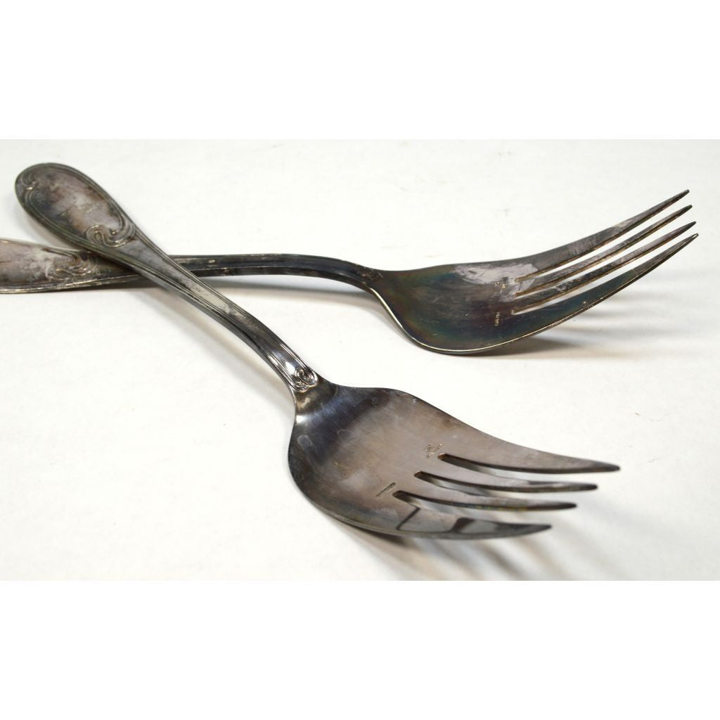Vintage ERCUIS Silver Plated Flatware Set - 2 Piece Fish/Serving Forks with Wave Pattern - Perfect for Fine Dining, Buffets & Elegant Table Settings