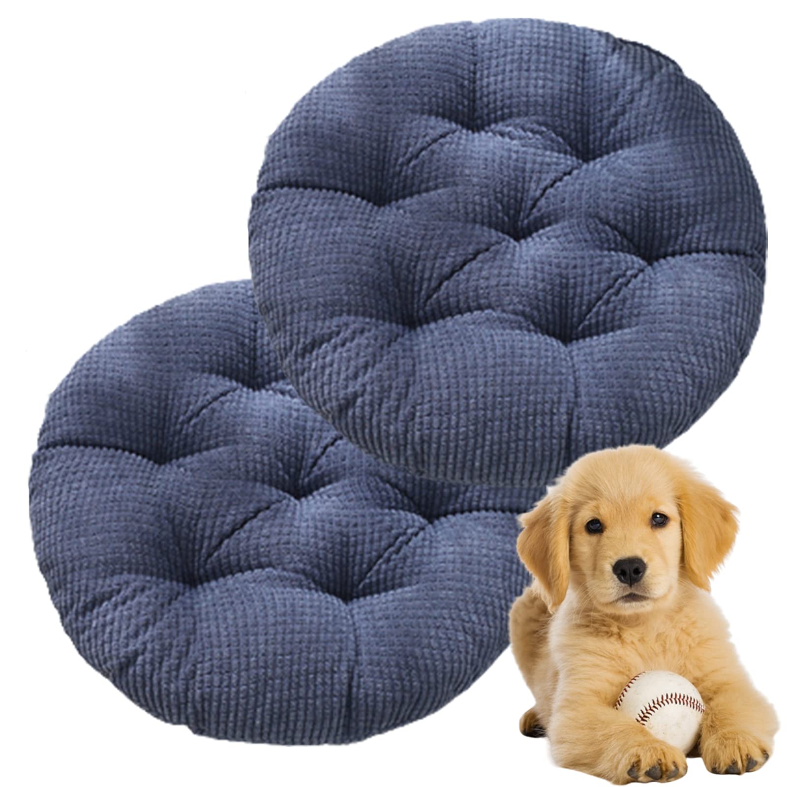 **Round Floor Pillows Cushions - 20 Inch (50cm) Set of 2 - Soft Meditation & Yoga Seat Pads for Indoor/Outdoor Use - Living Room, Balcony, Sofa, or Garden Seating (Blue)**