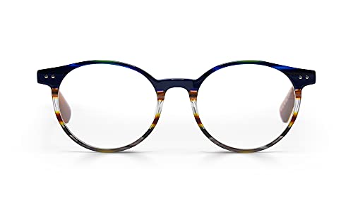 Blue Multi Stripe Front With Light Brown Temples