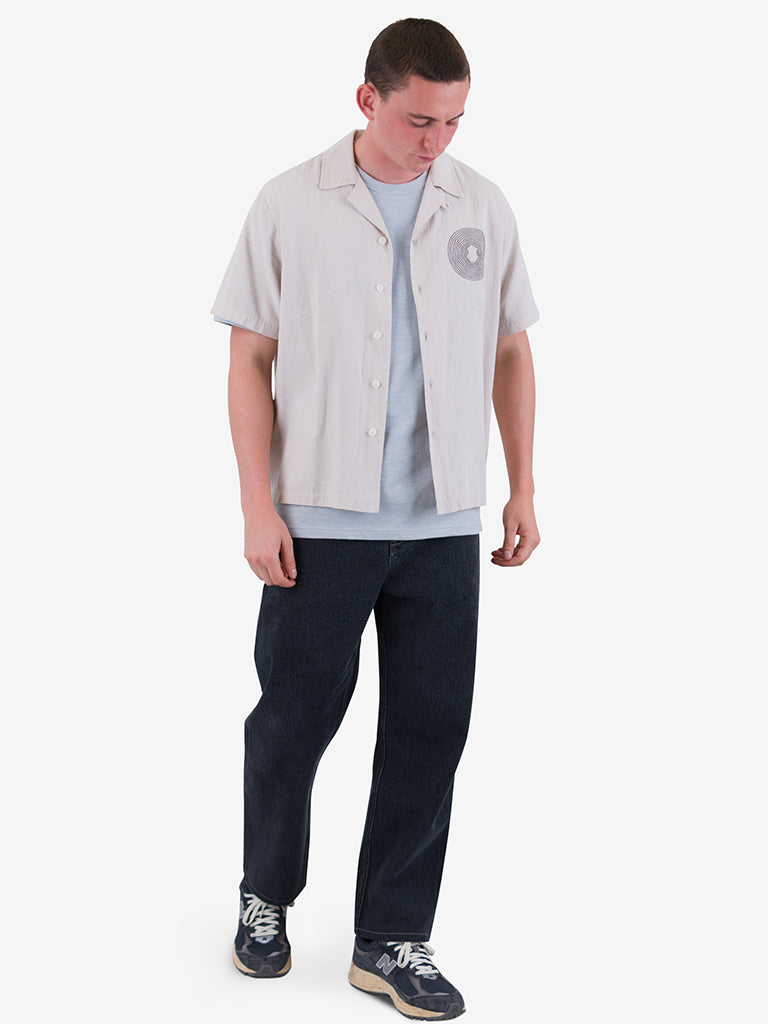 Folk Relaxed Soft Collar Casual Shirt in Light Stone - Perfect for Everyday Wear & Office Outfits