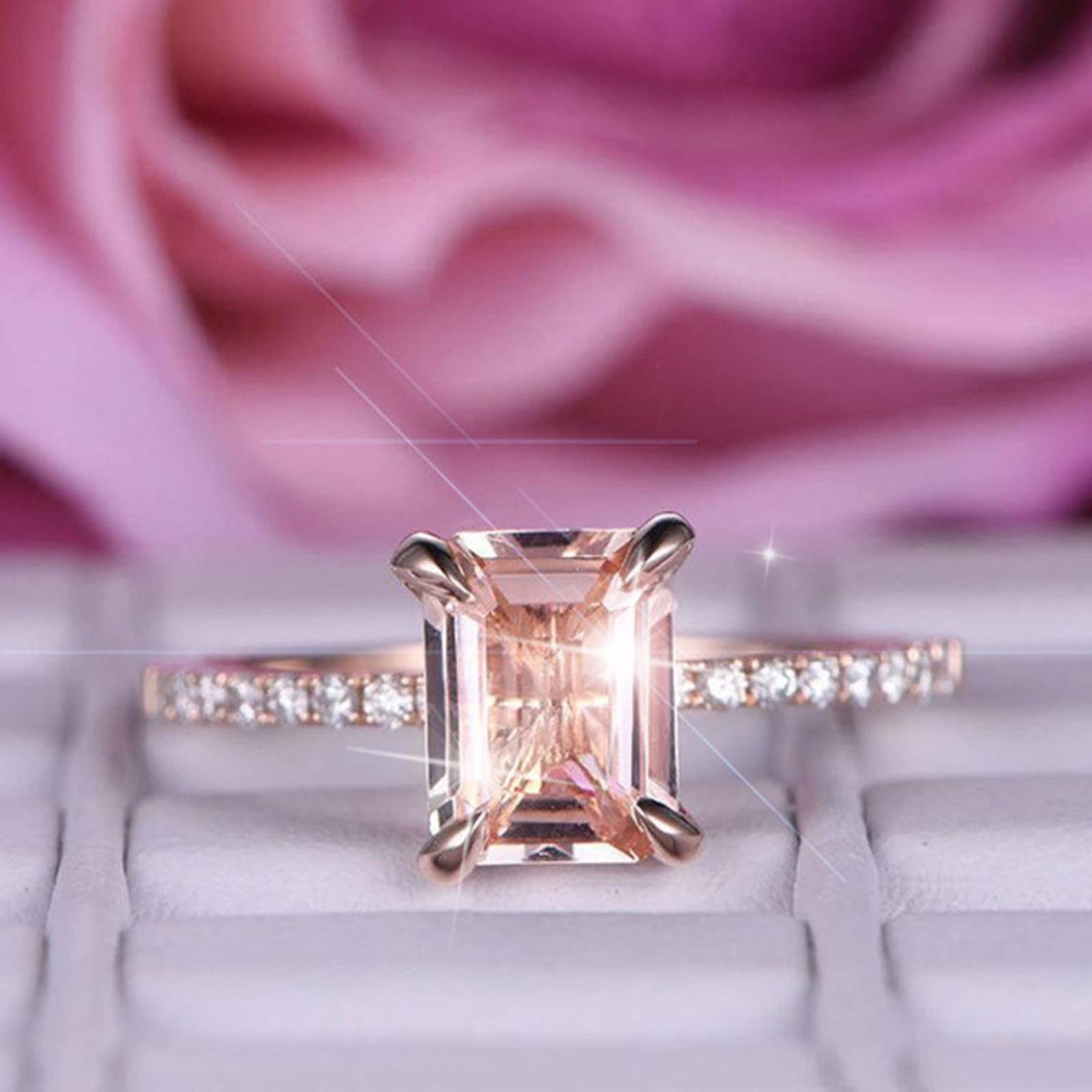 Elegant Stackable Diamond Square Rings for Women - Dainty Geometry Rhinestone Band Rings Size 5-12 - Perfect Promise, Bridal, Christmas & Birthday Gifts - Ideal for Everyday Wear, Date Nights & Special Occasions