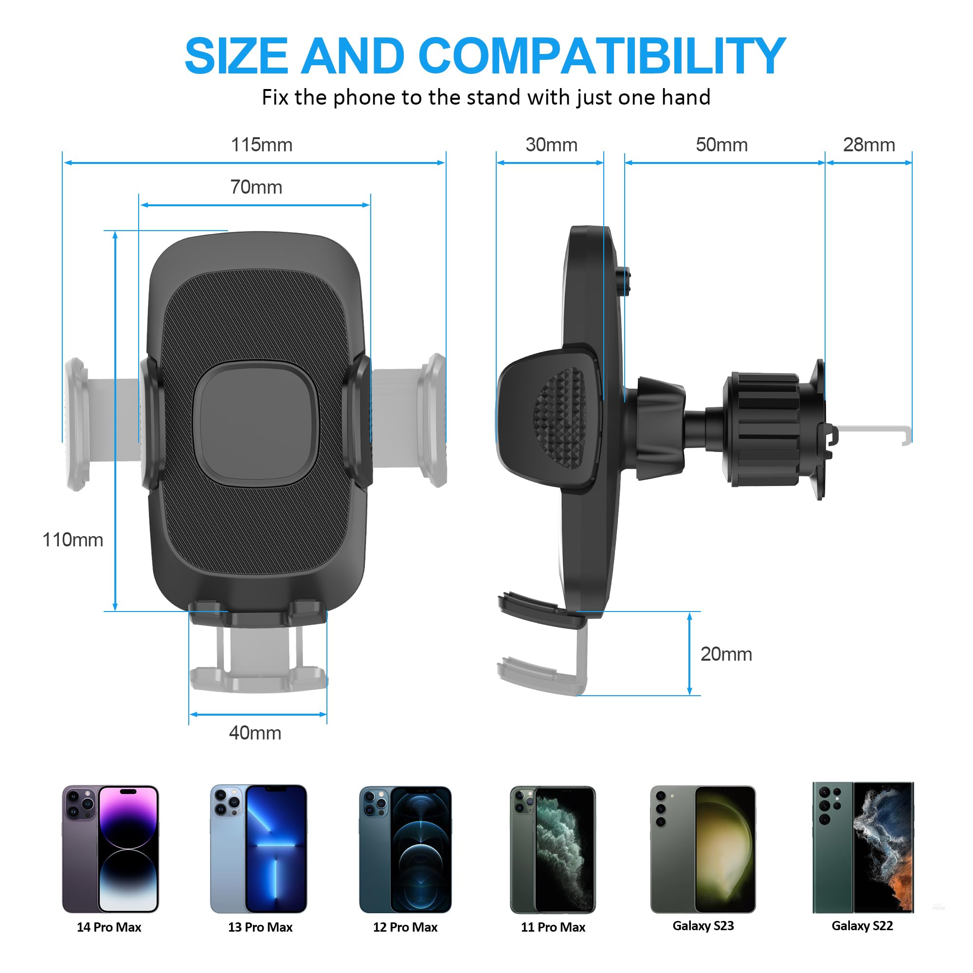 360° Adjustable Car Phone Holder with Air Vent Mount - Ultra Stable Hook for iPhone & Samsung (4.0-7 Inch) | Perfect for Commuting, Road Trips & GPS Navigation