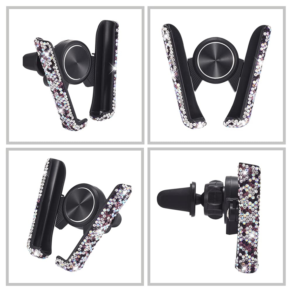Universal Car Phone Mount Holder - Purple AB Crystal Bling Air Vent & Dashboard Stand for iPhone, Samsung, Google Pixel | Perfect for Driving, Navigation & Hands-Free Calls