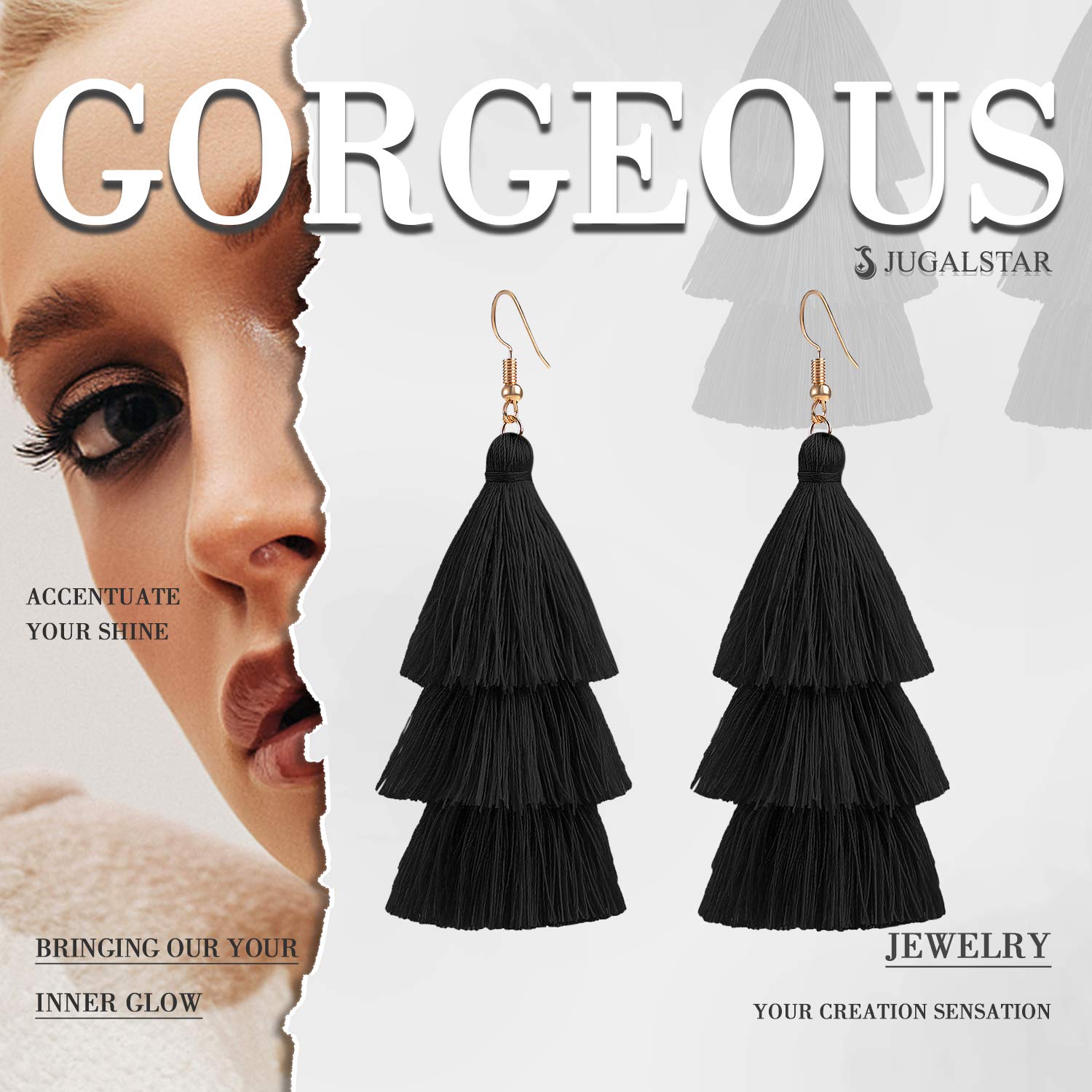 Bohemian 3-Tier Layered Colorful Tassel Earrings for Women | Big Dangle Drop Fashion Jewelry | Valentine's Day, Birthday Party Gift for Teen Girls | Perfect for Festivals, Date Nights & Special Occasions