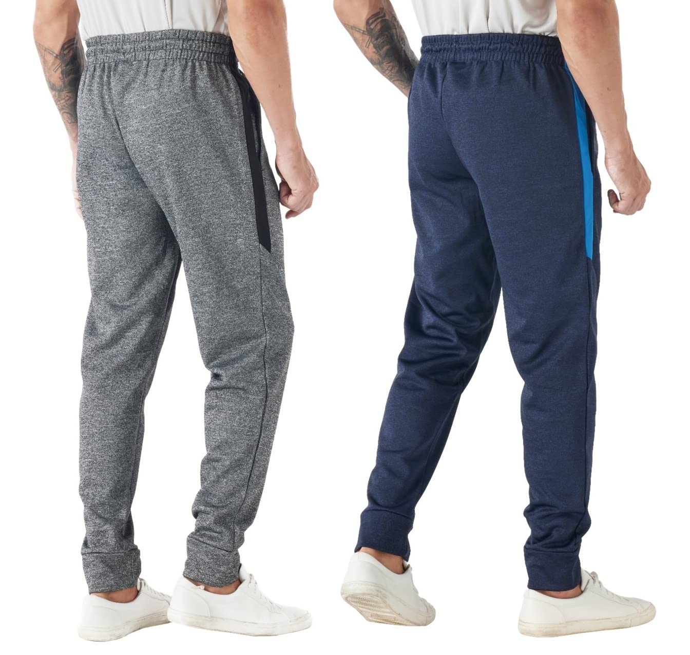 TEX2FIT 2-Pack Men's Active Fleece Joggers with Side Pockets - Soft Comfortable Workout Pants for Running, Gym & Lounge (Black, 2-Piece Set) - Perfect for Jogging, Yoga & Casual Wear