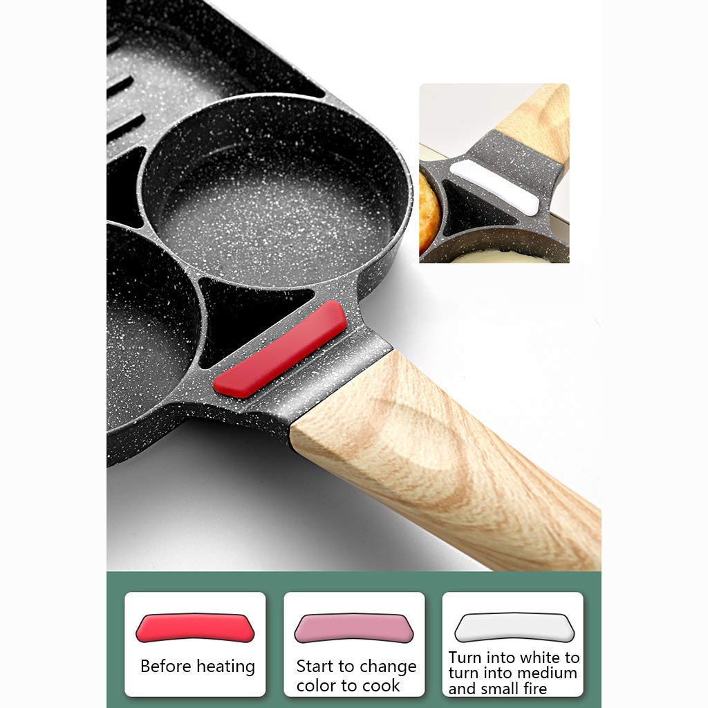 3-Hole Nonstick Omelet Frying Pan for Burgers, Eggs & Ham - Aluminum Alloy Breakfast Maker - Perfect for Cooking Omelets, Pancakes & Fried Eggs - Ideal for Home Kitchen, Camping & Quick Breakfasts
