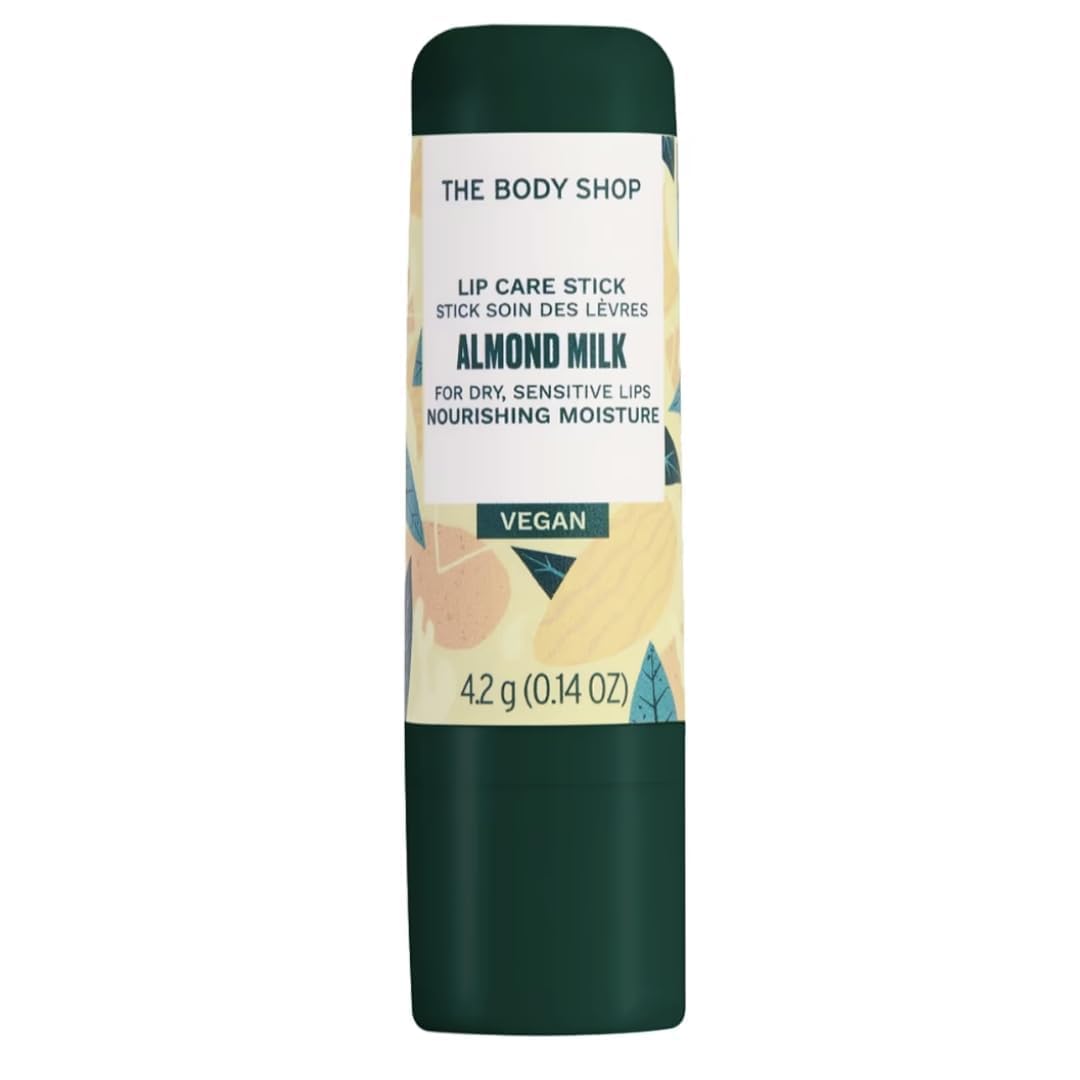 The Body Shop White Almond Milk Lip Care Stick - Vegan Nourishing Moisture for Dry & Sensitive Lips (4.2g) | Perfect for Winter Hydration & Daily Lip Care