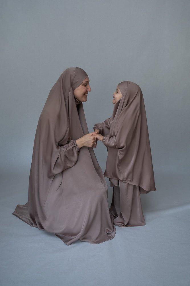 Light Khaki Magaan Adult Prayer Gown - Modest Muslim Women's Islamic Dress for Prayer & Daily Wear | Mommy and Me Prayer Khimar Collection | Perfect for Mosque, Home Worship & Special Occasions