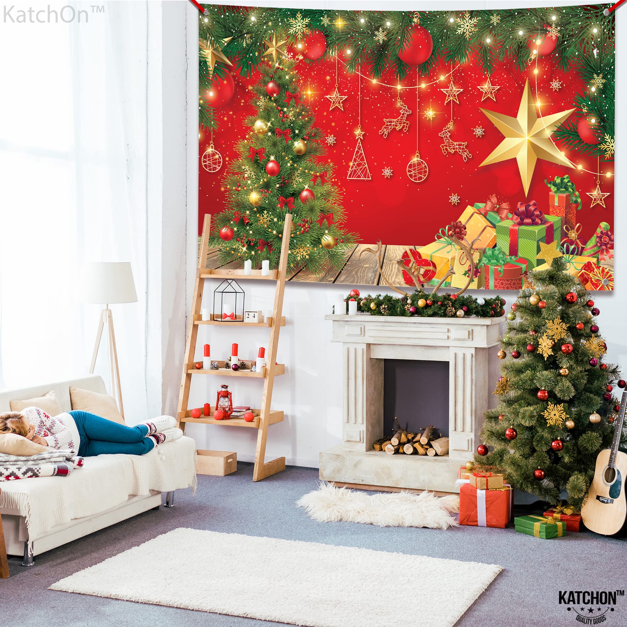 KatchOn Extra Large Christmas Banner - 72x44 Inch Holiday Decor for Parties, Wall & Photo Backdrop | Merry Christmas Party & Home Decoration | Perfect for Festive Gatherings, Family Photos & Seasonal Celebrations