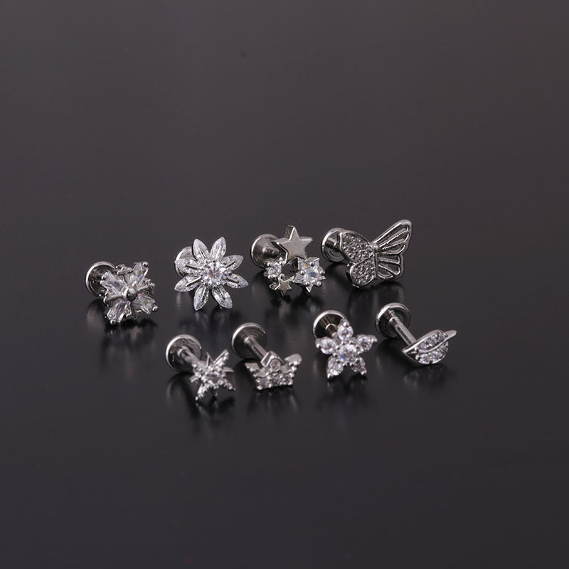 16G Butterfly Flat Back Conch Helix Earrings - Stainless Steel Body Jewelry for Cartilage Piercing | Perfect for Women, Teens, and Everyday Wear | HSPJ298