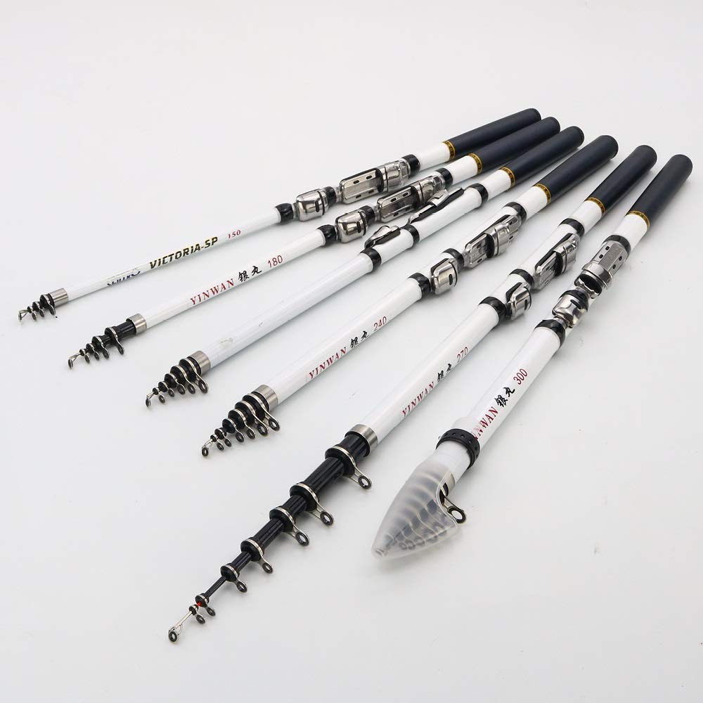 Telescopic Carbon Fiber Fishing Rod - 2.7M Lightweight Travel Fishing Pole for Spinning, Fly & Carp Fishing | Portable Telescopic Design for Rock, Beach & Freshwater Fishing | Ideal for Camping, Hiking & Outdoor Adventures (White)