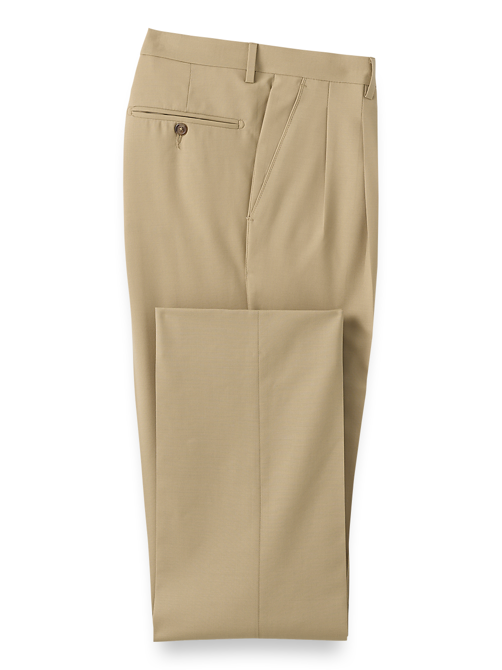 Men's Tropical Weight Wool Pleated Pants in Tan - Lightweight & Breathable for Business Casual & Travel