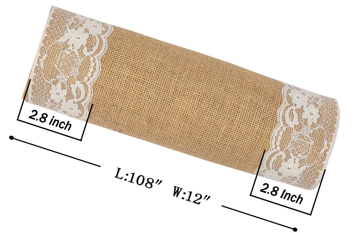 Natural Jute Burlap Table Runner 12x50 Inches - Farmhouse Wedding Decor, Rustic Centerpiece for Outdoor Tables & Woven Placemats - Perfect for Barn Weddings, Country Events & Home Decor