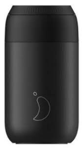 Chilly's Series 2 Insulated Coffee Cup 340ml (12oz) - Black Stainless Steel Travel Mug for Hot & Cold Drinks - Perfect for Office, Commuting and Outdoor Activities