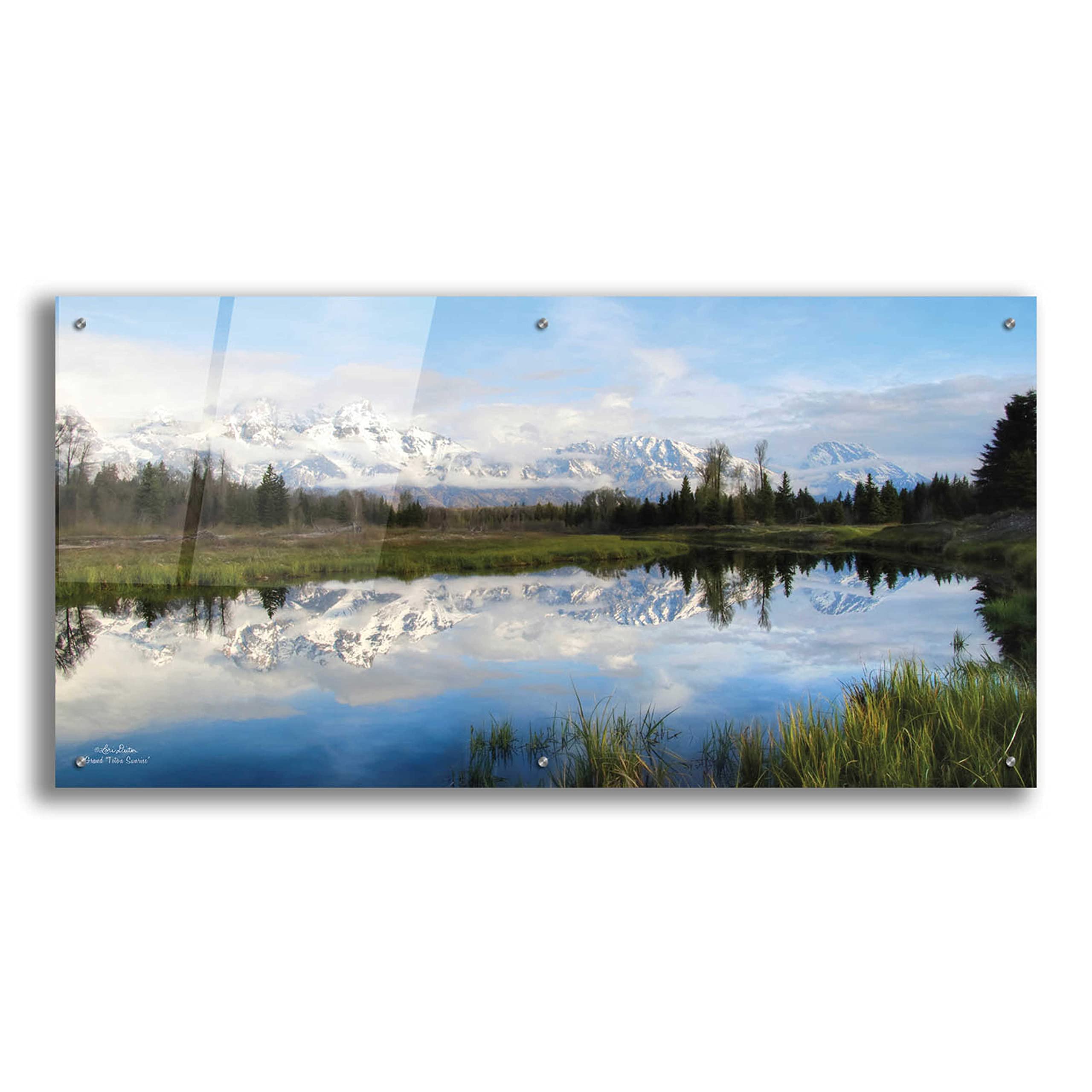 Grand Teton Sunrise Acrylic Glass Wall Art by Lori Deiter - 48x24 Inches Modern Landscape Painting for Living Room, Bedroom & Office Decor