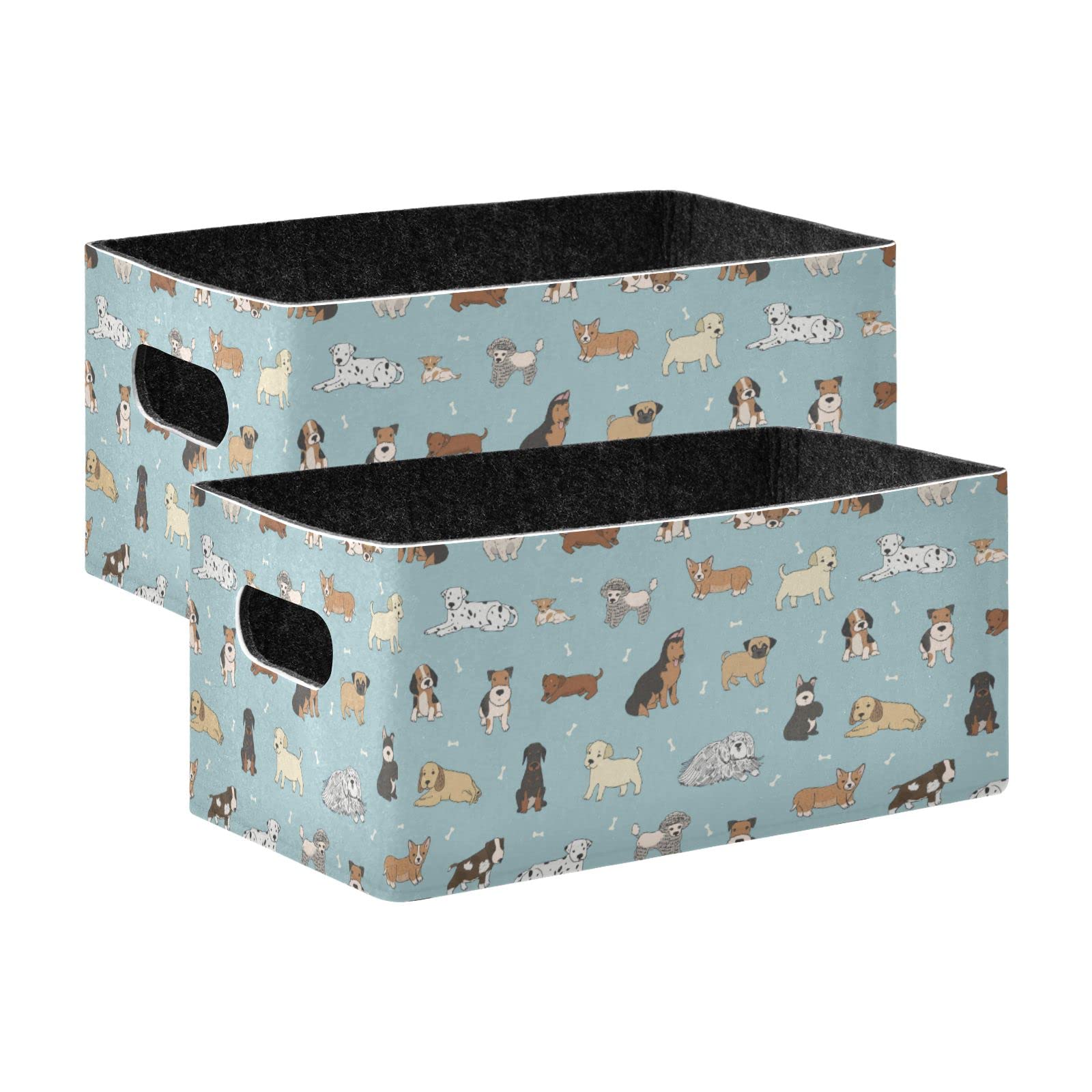 Emelivor 2-Piece Felt Collapsible Storage Bins with Dual Handles - Foldable Laundry Baskets for Closet, Bedroom & Bathroom Organization - Perfect for Toys, Blankets, Towels & Home Storage Solutions