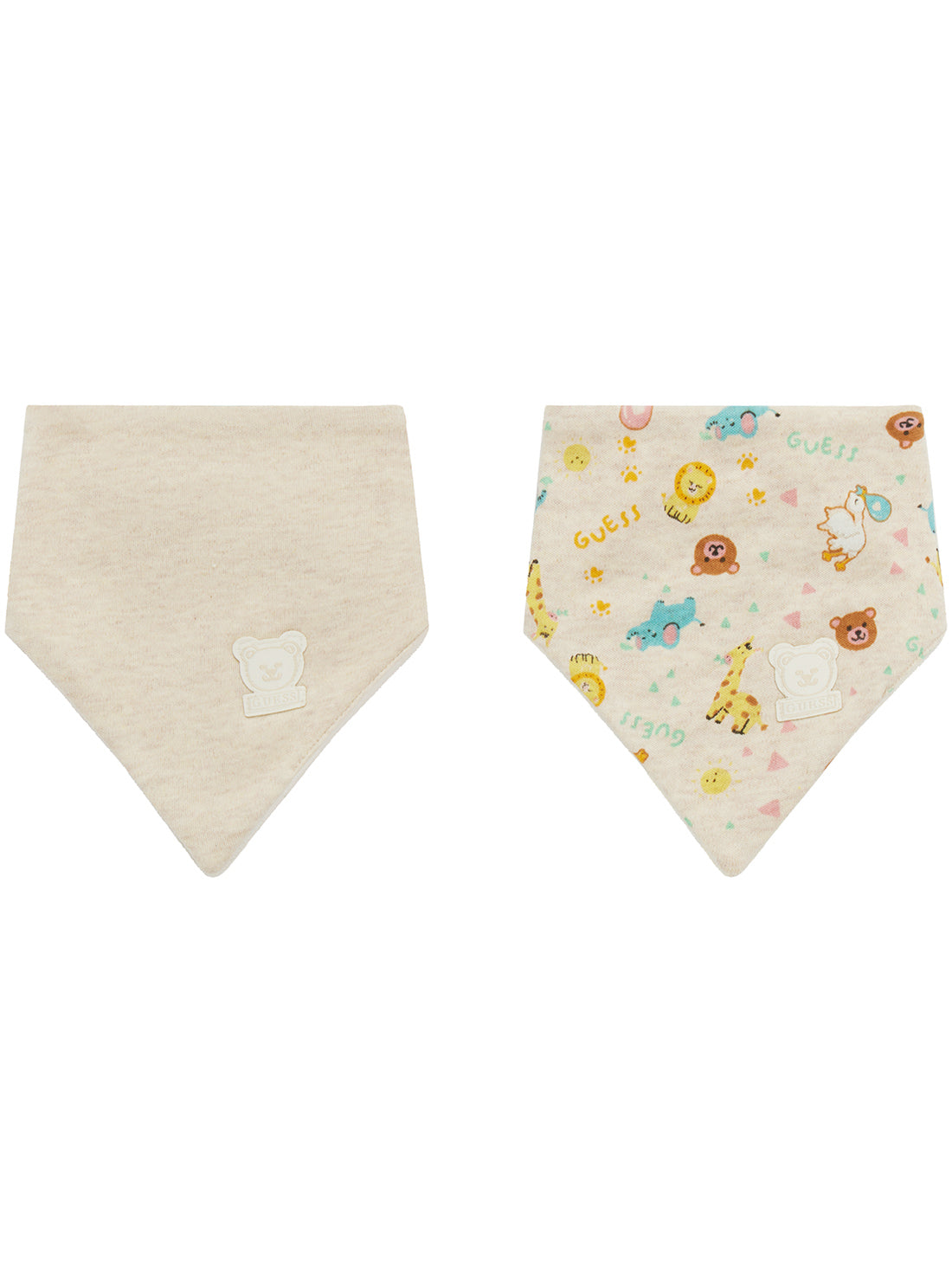Beige Baby Bib 2-Piece Set - Soft & Absorbent for Messy Mealtime & Feeding - Perfect for Infants & Toddlers at Home or On-the-Go