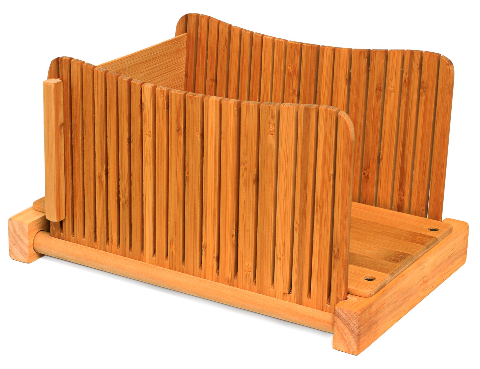 DB-Tech Bamboo Wood Compact Foldable Bread Slicer - Perfect for Kitchen, Camping & Small Spaces - Easy Storage & Portability