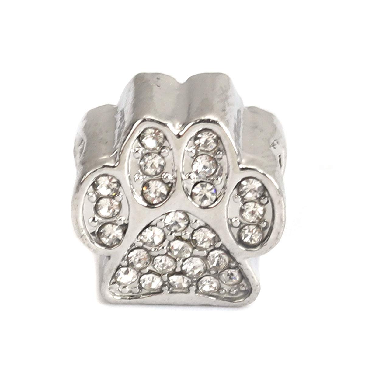 Paw Prints Charm Spacer Beads for European Style Bracelets - Perfect for Pet Lovers Jewelry Making & DIY Friendship Bracelets