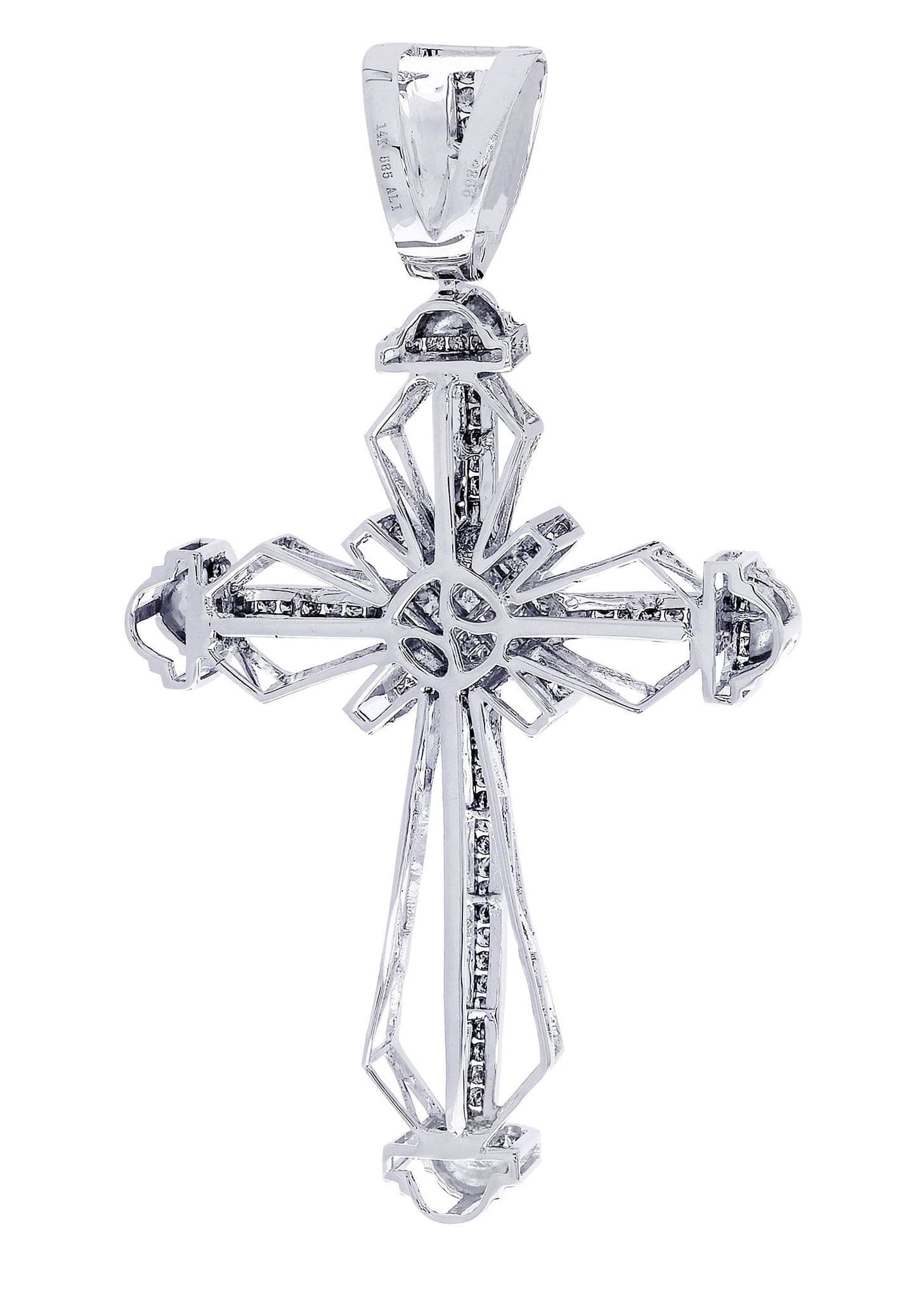 1.42 Carat Diamond Cross Pendant Necklace - 18.02 Grams Solid Gold Religious Jewelry for Women & Men - Perfect for Baptism, First Communion & Wedding Gifts